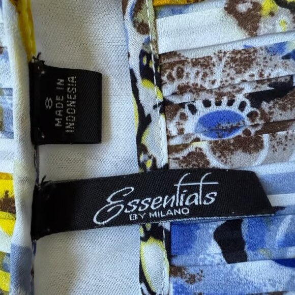 Essentials by Milano Blue Green Watery Bloom Sleeveless Dress Size 8 - Picture 5 of 6